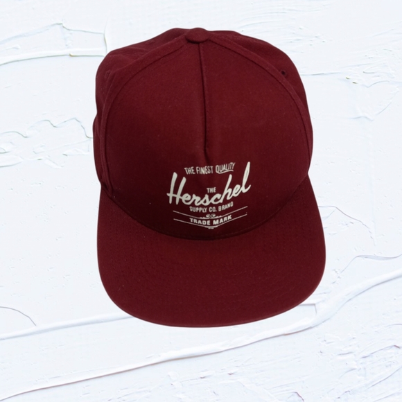 HERSCHEL SUPPLY snap back burgundy hat - Picture 1 of 5